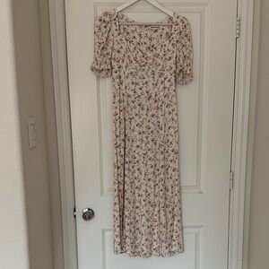 Reformation Cream and Red Floral Midi Dress